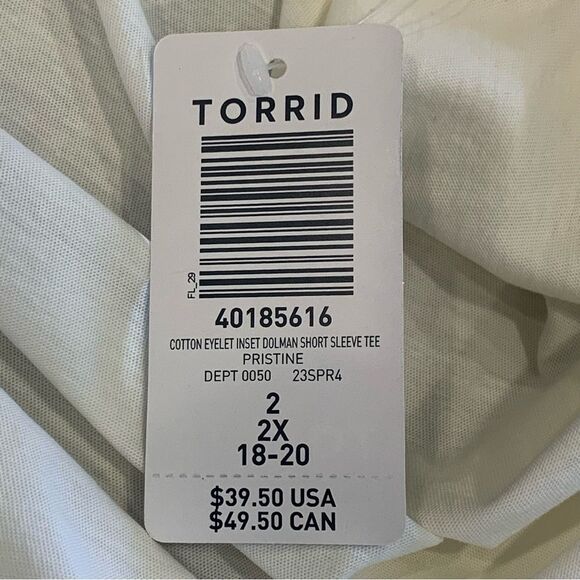 Torrid Cotton Eyelet Inset Dolman Short Sleeve Tee Plus Size 2 2X - Picture 7 of 11